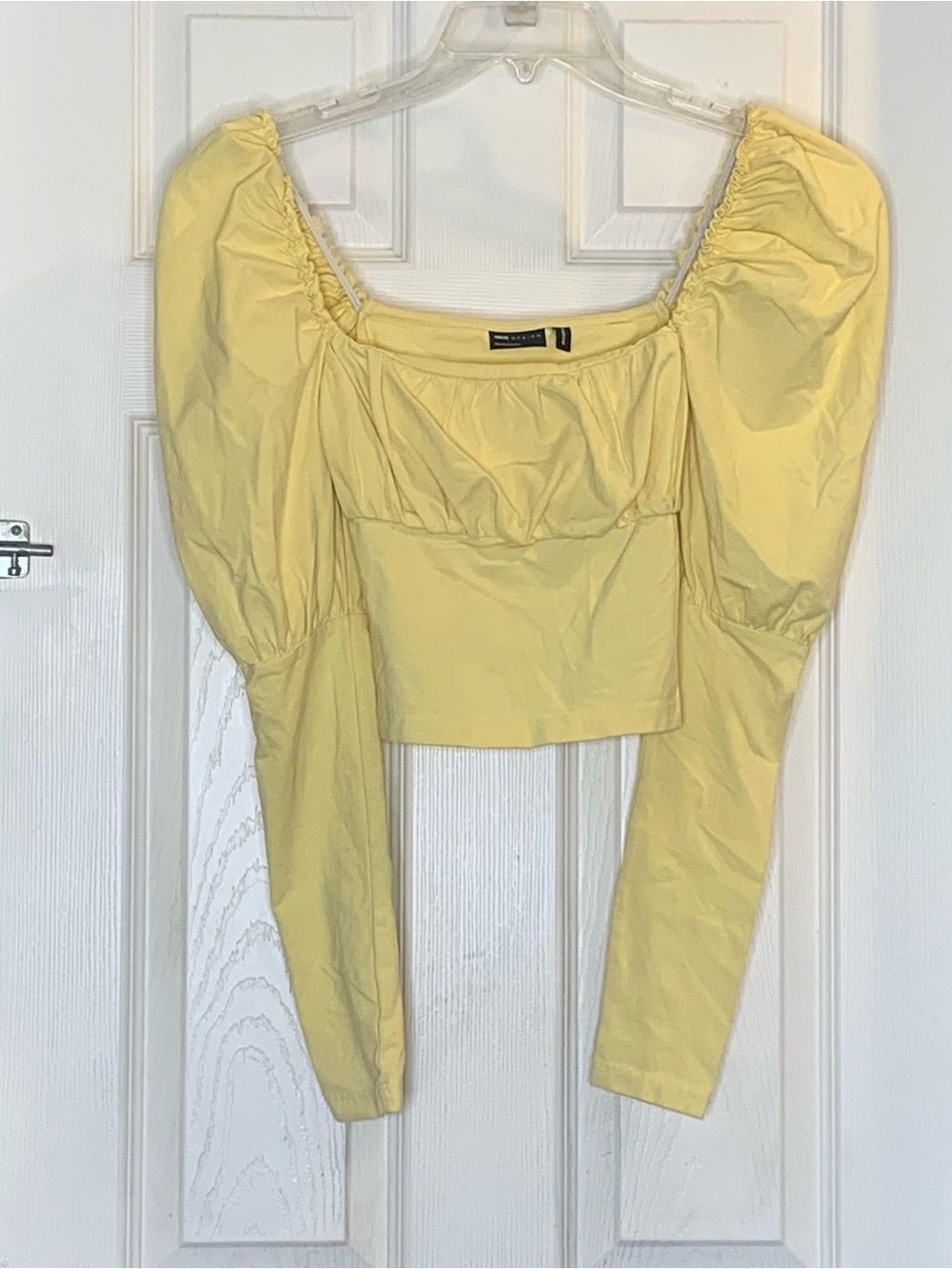 ASOS yellow puff sleeve crop top Size 0